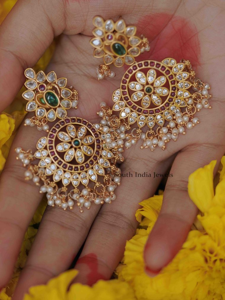 Rithiks AD Stone with Pearl Drop Earrings