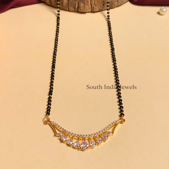 Sparkling Gold Plated Solitaire Diamond Mangalsutra