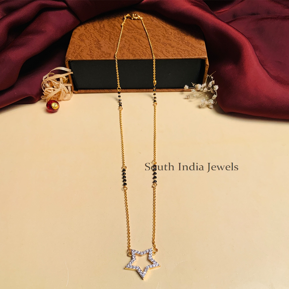 Sparkling Gold Plated Solitaire Diamond Mangalsutra