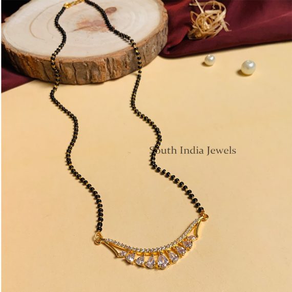 Sparkling Gold Plated Solitaire Diamond Mangalsutra