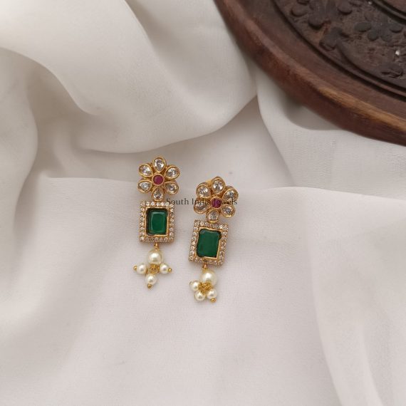 Square Emerald Earrings