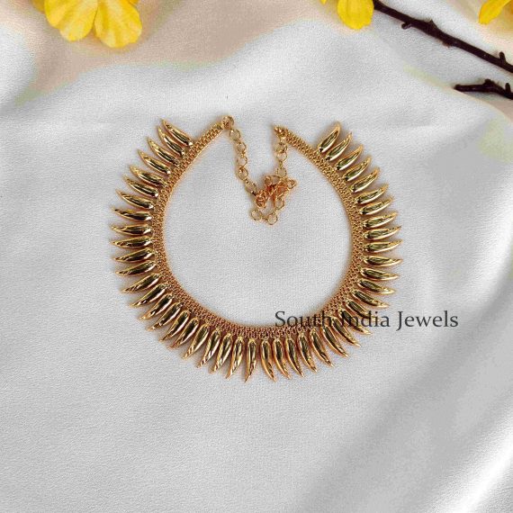 Stunning Gold Look Kerala Style Spike Necklace 01