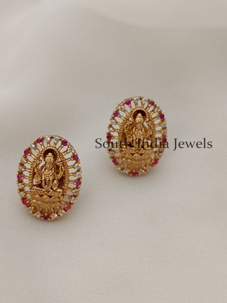 Stunning Ruby White Lakshmi Studs