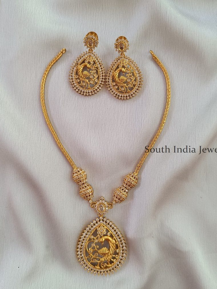 Traditional Mid length Peacock Necklace set