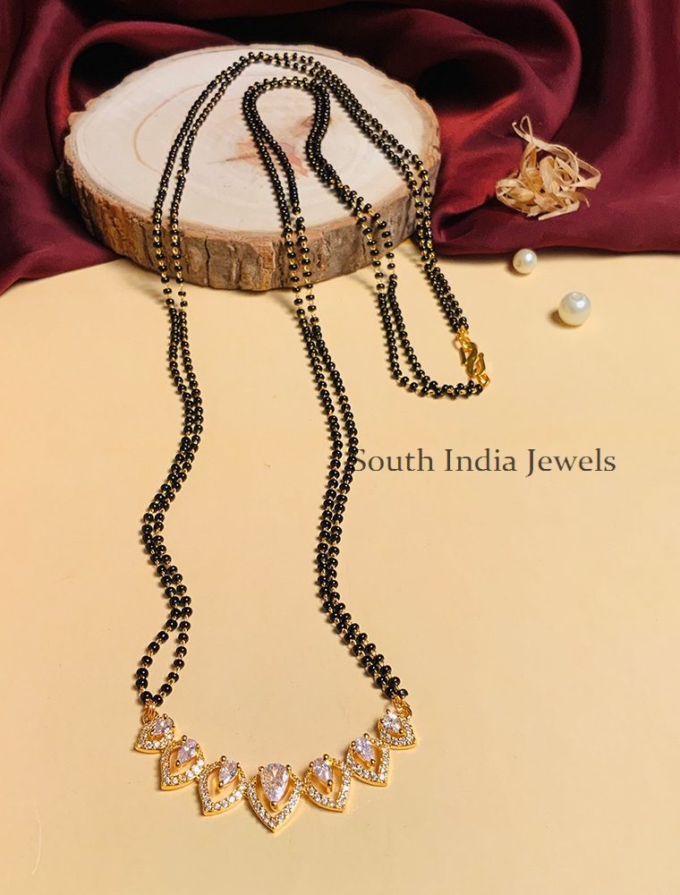Trendy And Unique Gold Plated Solitaire Diamond Mangalsutra