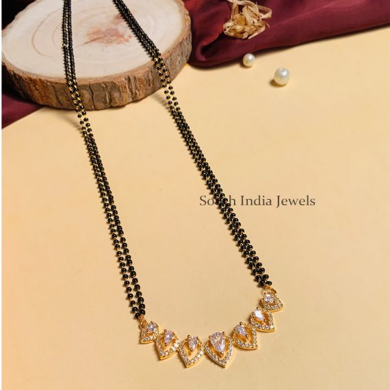 Trendy And Unique Gold Plated Solitaire Diamond Mangalsutra