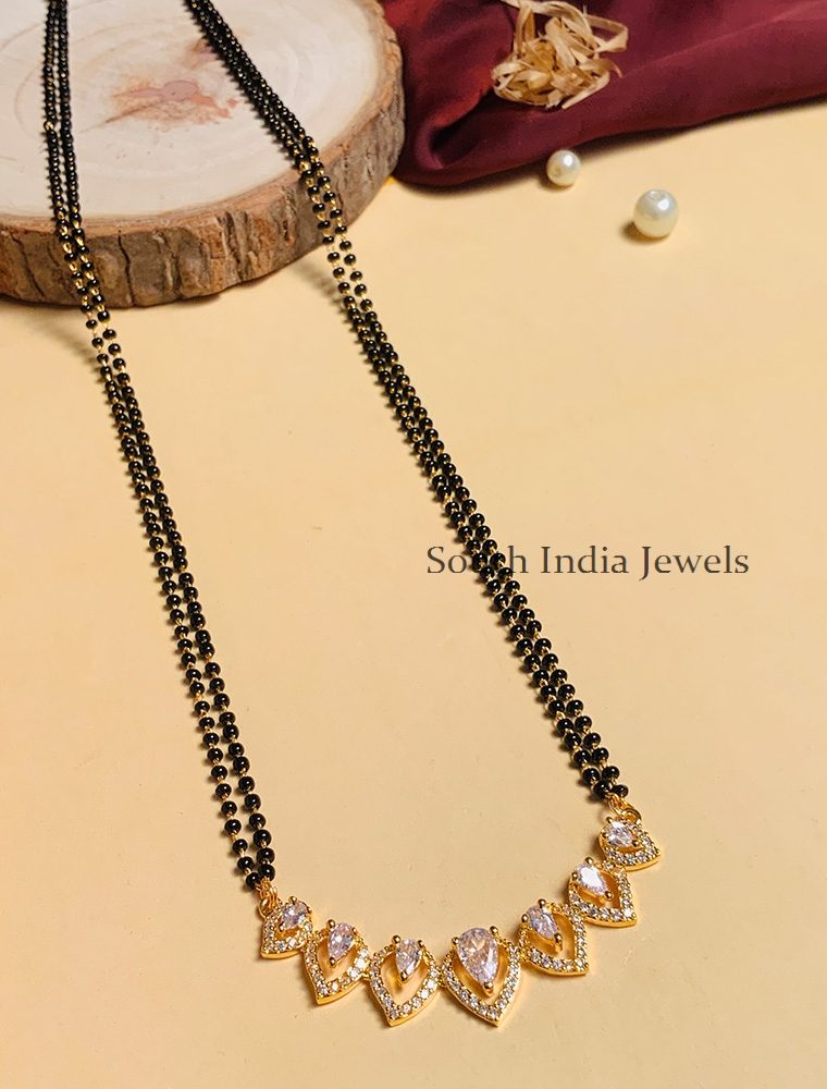 Trendy And Unique Gold Plated Solitaire Diamond Mangalsutra – 02