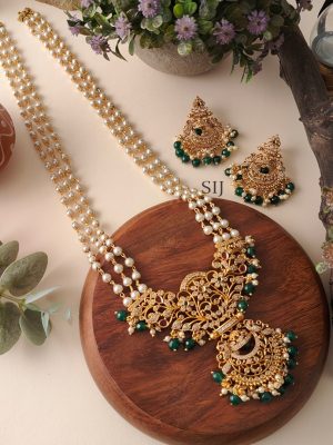 Beautiful AD Stone Haram with Pearl and Beads