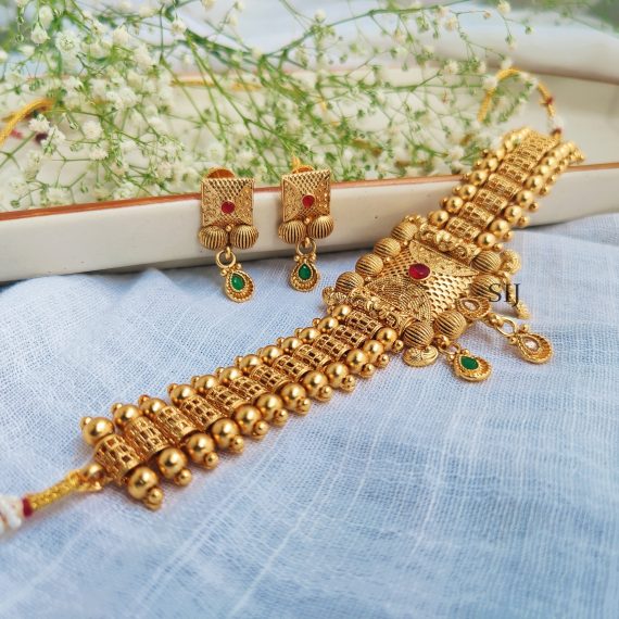 Amazing Pure Brass Based Golden Beads Neckalce