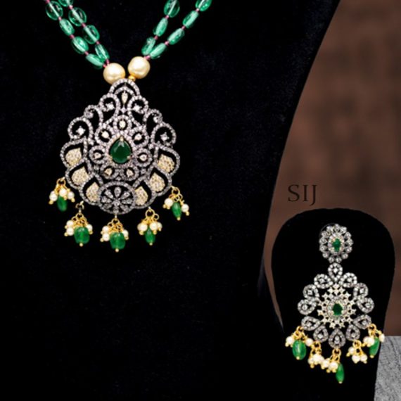 Beautiful Green Mosanite Beads Victorian Necklace