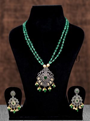 Beautiful Green Mosanite Beads Victorian Necklace