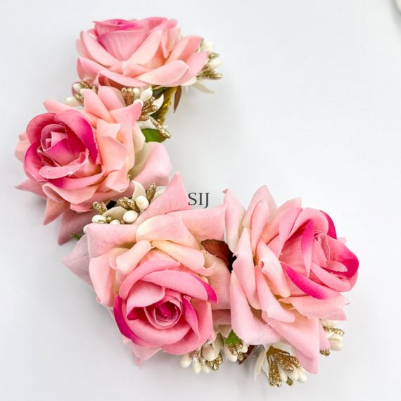 Beautiful Rose with Handcrafted Flower Hair Bun 01