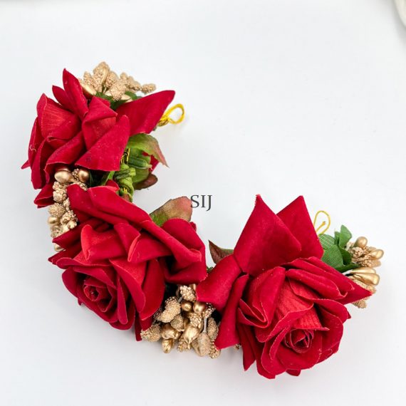 Beautiful Rose with Handcrafted Flower Hair Bun 01