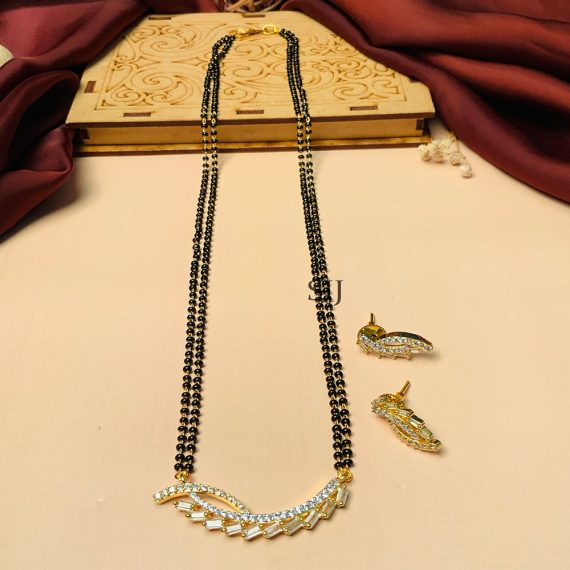Charming Gold Plated Flower Mangalsutra With Pair Of Earrings