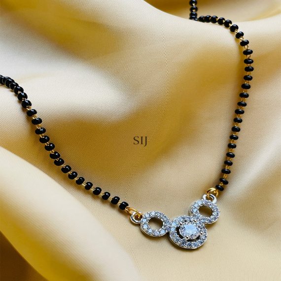 Charming Gold Plated Mangalsutra With White Stones