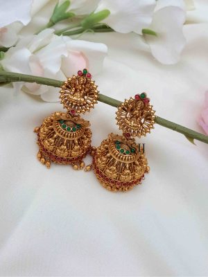 Classy Grand Lakshmi Jhumka with Gold Beads Mutli