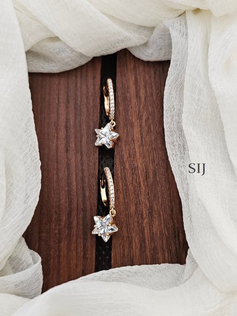 Cute CZ Stone Star Bali Earrings