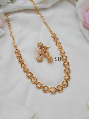 Elegant White Floral Design AD stone Necklace