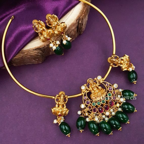 Ethnic Green Beads Lakshmi Hasli Choker