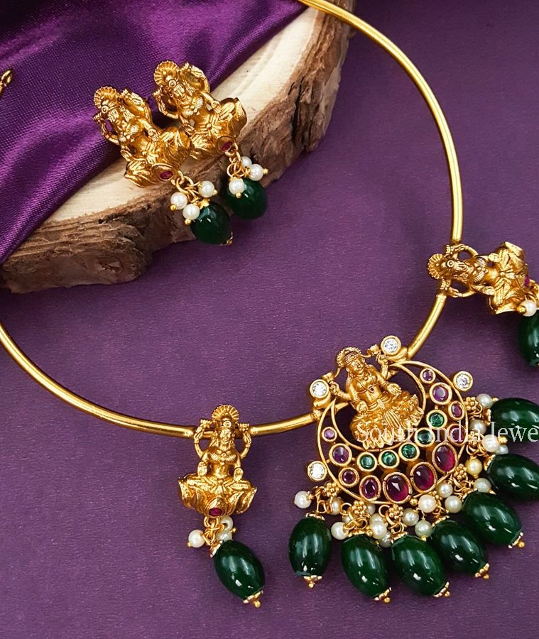 Ethnic Green Beads Lakshmi Hasli Choker