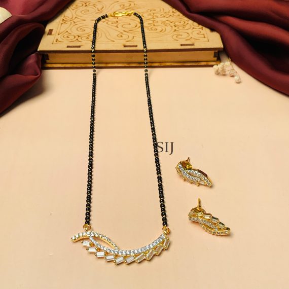 Exquisite Gold Plated Flower Mangalsutra With Pair Of Earrings