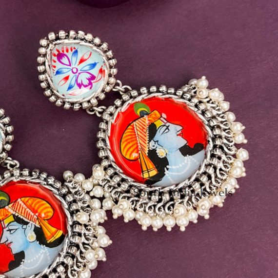 Fantastic Meenakari Krishna Handmade Oxidised Earrings
