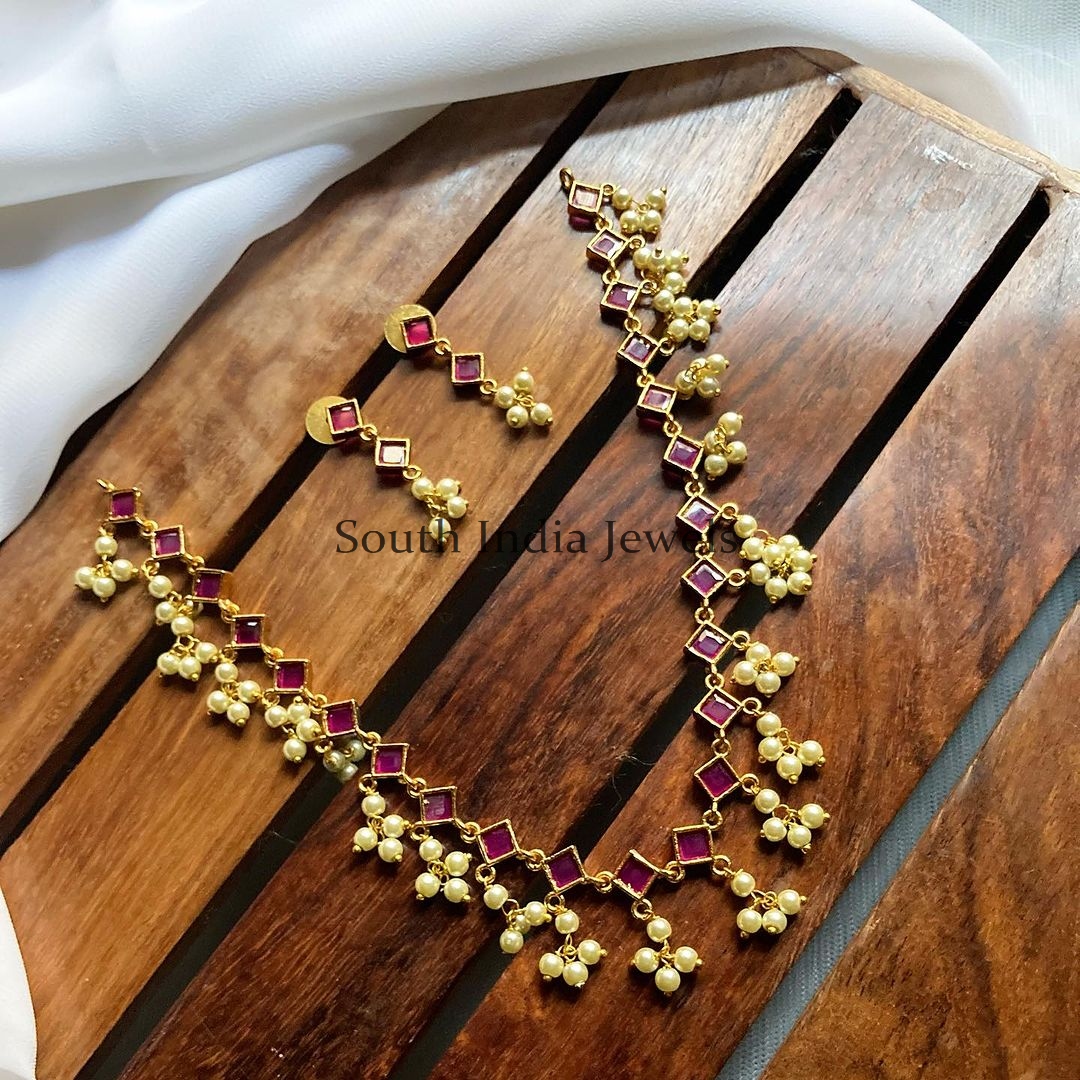 9ct Gold Pearl Drop Bridal Necklace | Posh Totty Designs