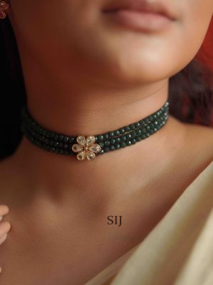Gorgeous Floral Emerald Beads Choker