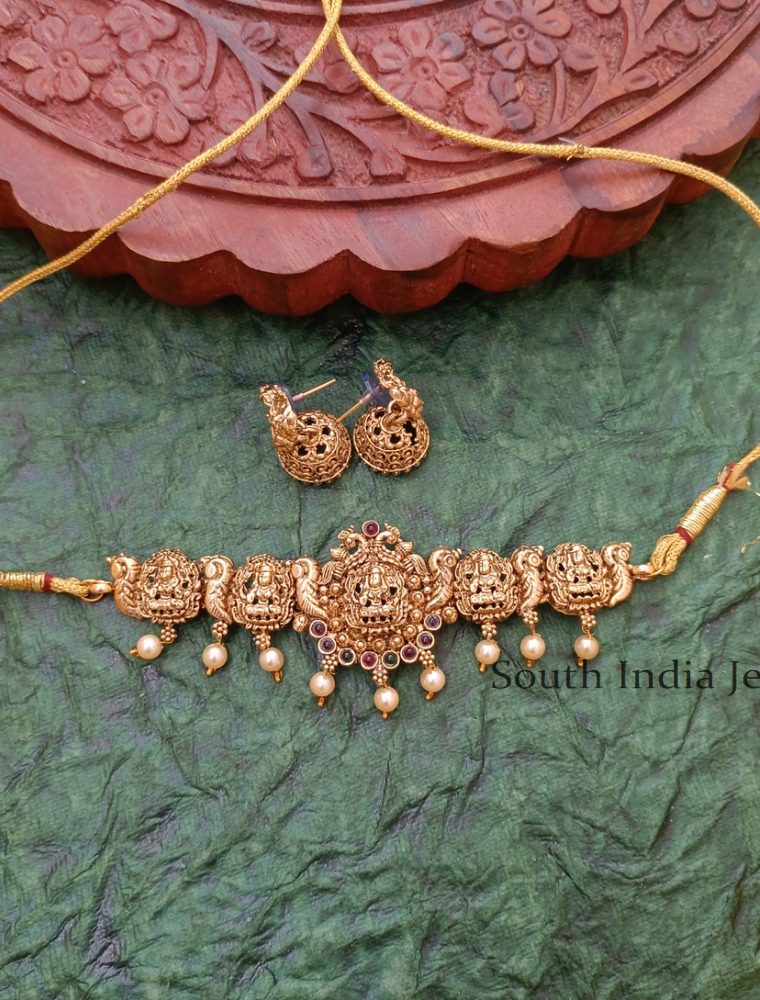 Gorgeous Gold Plated Choker with Jhumkas