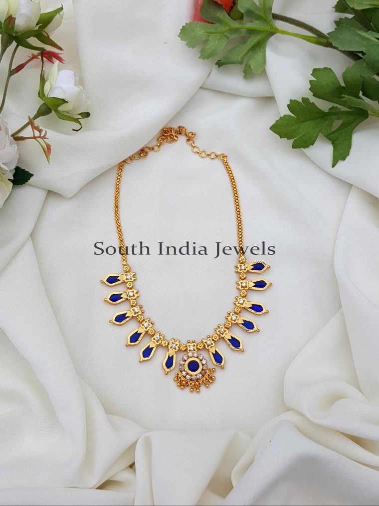 Gorgeous Kerala Design Blue Nagapadam Necklace