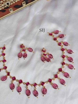 Gorgeous Small Ruby Necklace with Red Bead Drops