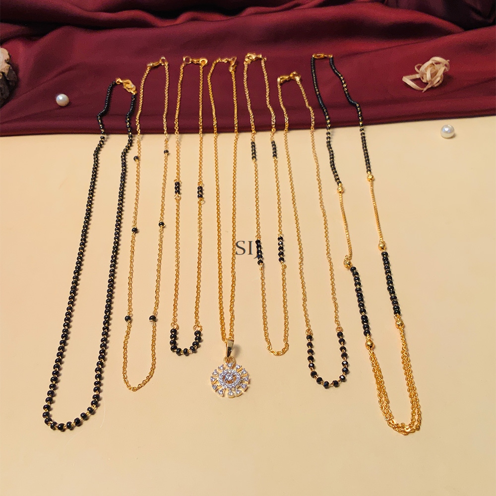 Limited Edition High Quality Gold Plated American Diamond Mangalsutra Combo