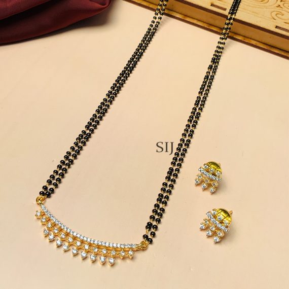 Marvelous High Quality Mesmerizing Gold Plated Mangalsutra With Pair Of Earrings