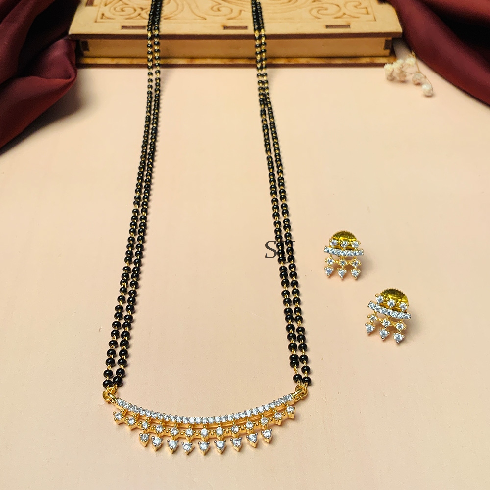 Marvelous High Quality Mesmerizing Gold Plated Mangalsutra With Pair Of Earrings