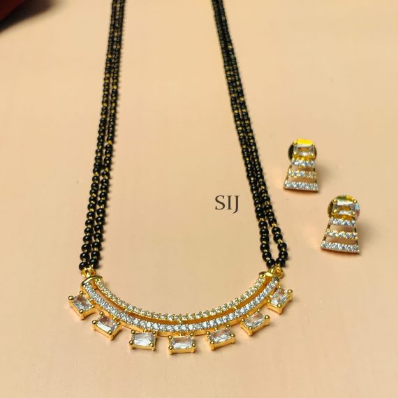 Precious Gold Plated Mangalsutra With Pair Of Earrings