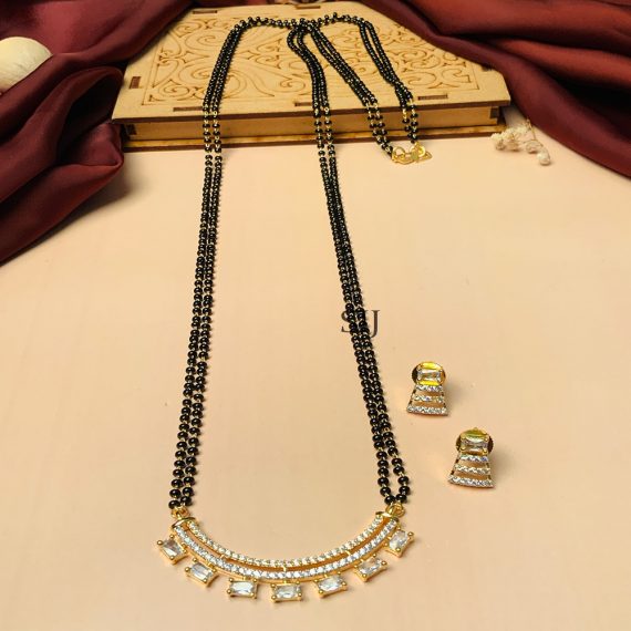 Precious Gold Plated Mangalsutra With Pair Of Earrings