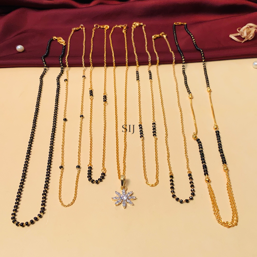 Shinning High Quality Gold Plated American Diamond Mangalsutra Combo