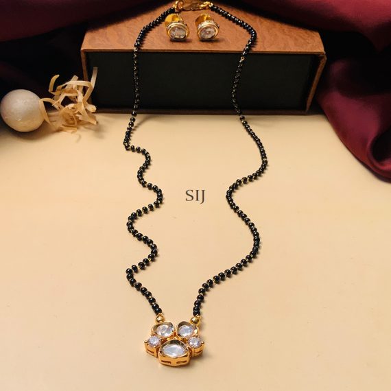 "Solitaire Gold Plated Mangalsutra & Earring "