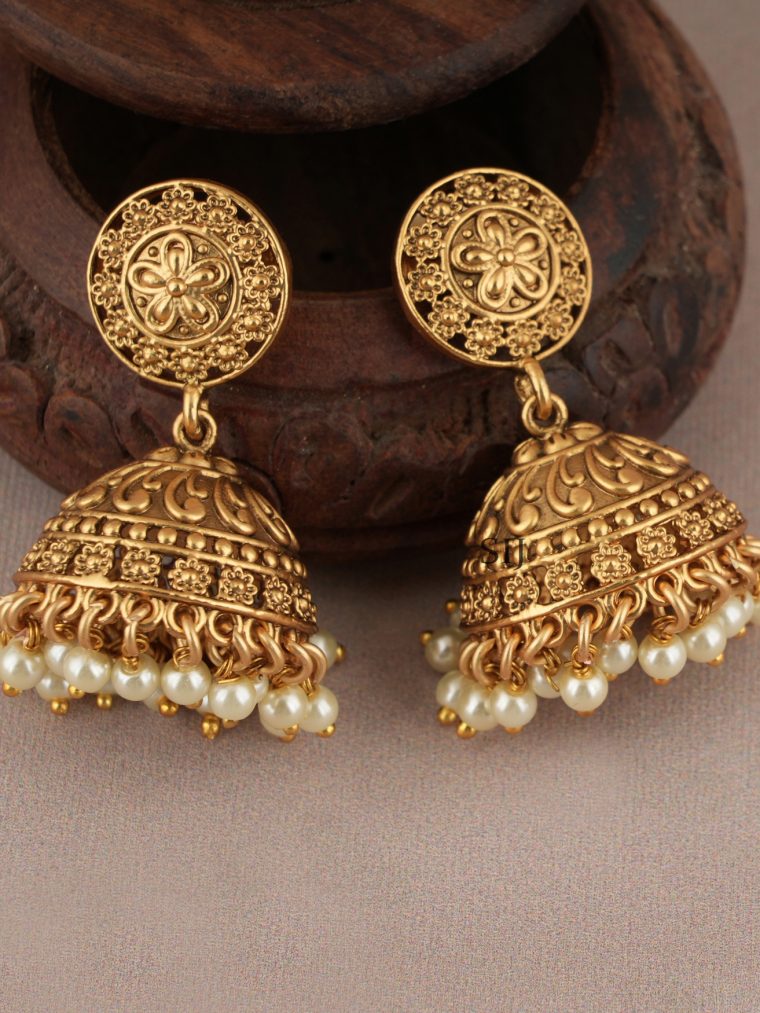 Sparkling Pearl Drop Jhumkas