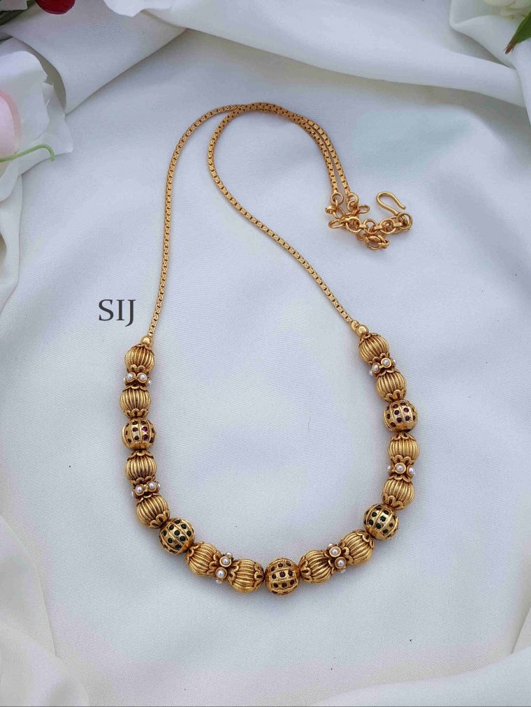 Splendid Ball Design Gold Beaded Necklace