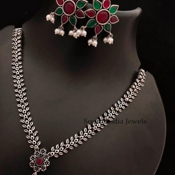 Stunning Leaf Chain Oxidised Necklace