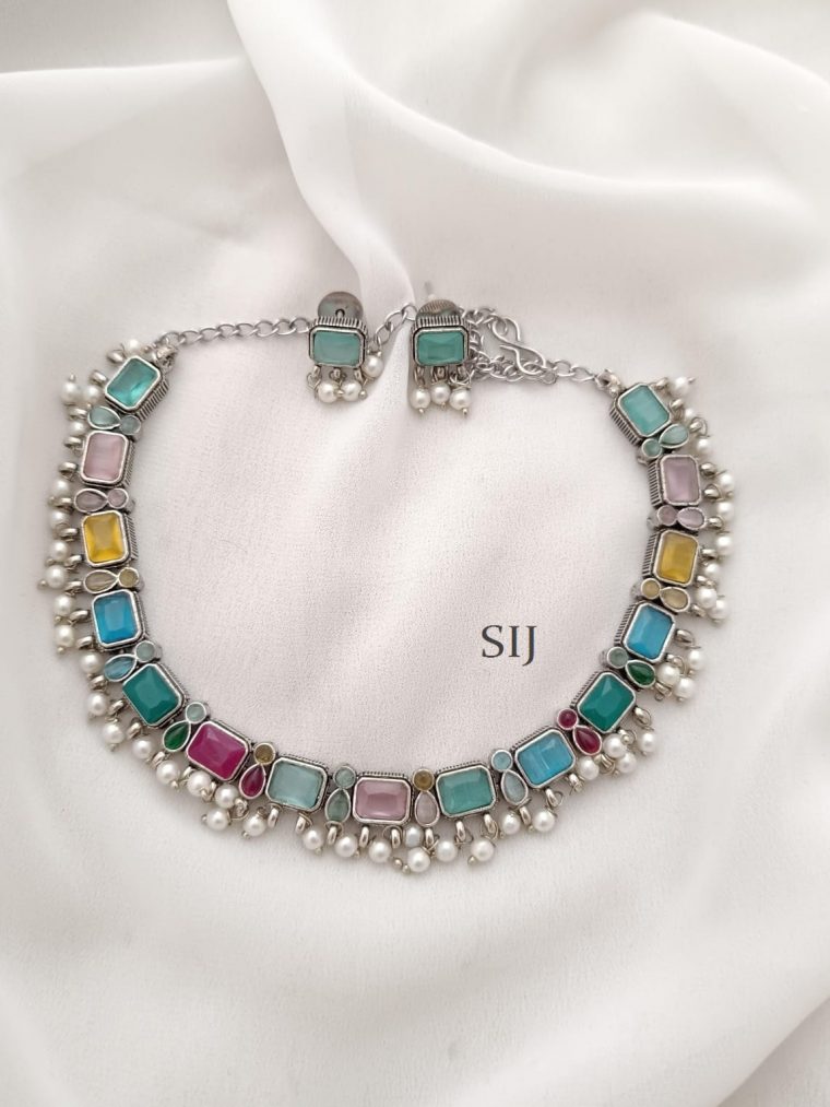 Stunning Multi Color German Silver Necklace