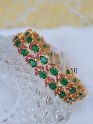 Stunning Ruby Emerald Gold Bangles