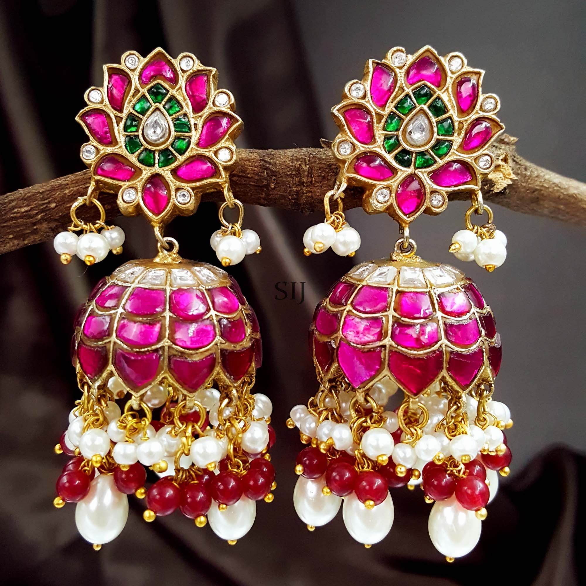 Pink jhumkas store