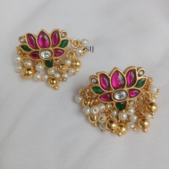 Stylish Lotus Jadau Earrings