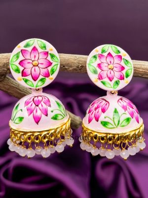 Stylish Meenakari Flower Jhumkas