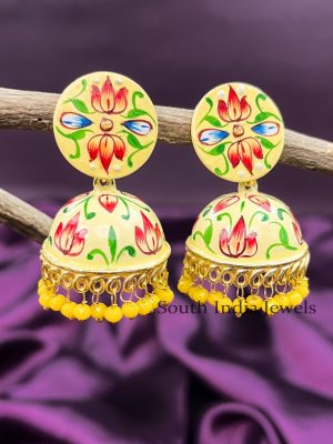 Stylish Meenakari Flower Jhumkas