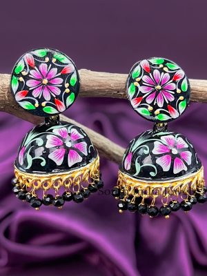 Stylish Meenakari Flower Jhumkas