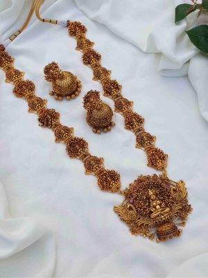 Traditional Lakshmi Motifs Long Haram-Multi