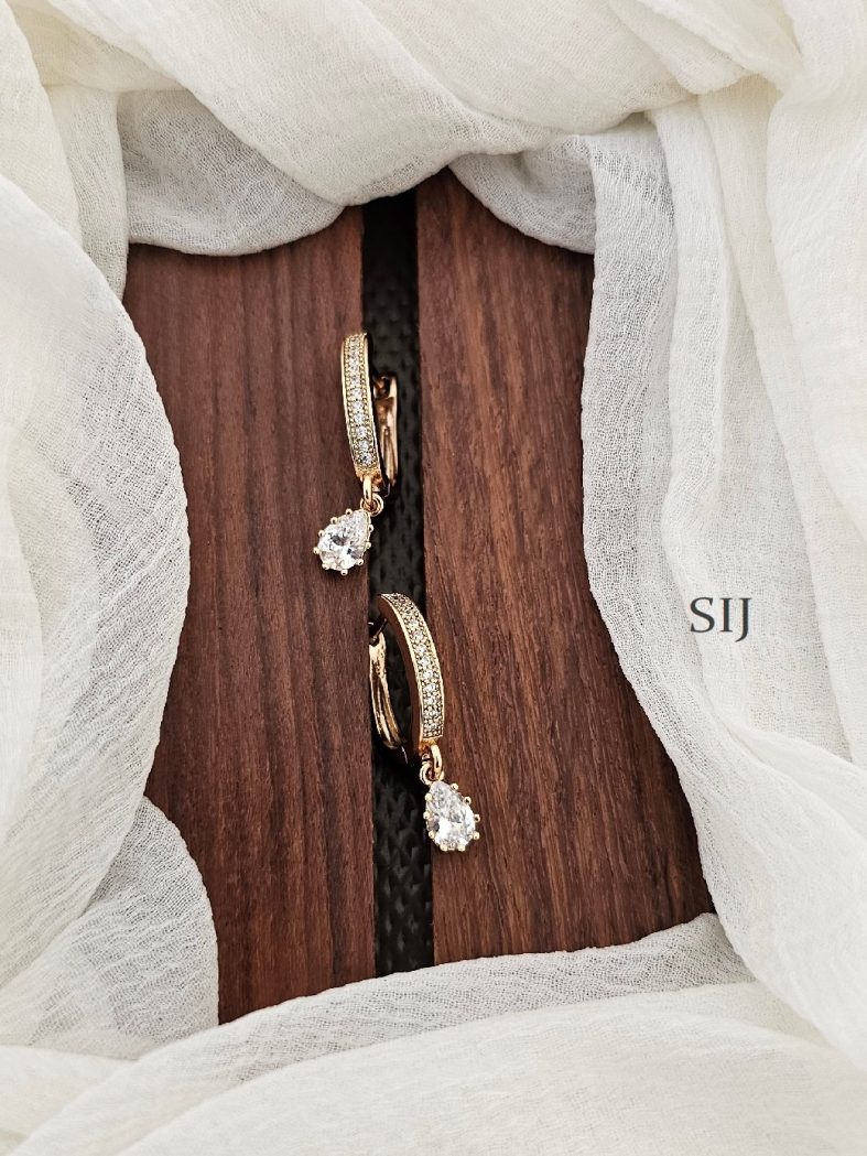 Trendy and Simple CZ Stone Bali Earrings